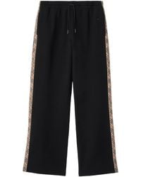 Burberry - Jersey Check-Trim Sweatpants - Lyst