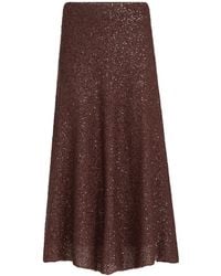 Brunello Cucinelli - Linen-Cashmere-Silk Midi Skirt - Lyst