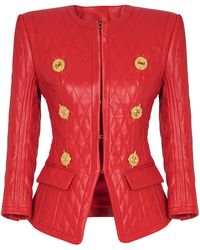 Balmain - Sd To Sd 2 Pkts Lambskin Quilted Jacket - Lyst