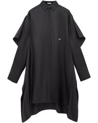Loewe - Silk-Blend Draped Shirt Dress - Lyst