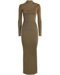 Roland Mouret - Metallic Knit Draped Maxi Dress - Lyst