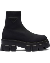 Prada - Knitted Monolith Ankle Boots - Lyst