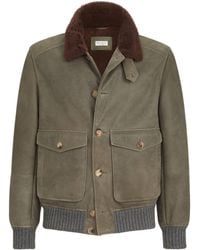 Brunello Cucinelli - Leather Shearling-Trim Jacket - Lyst