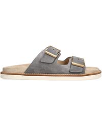 Brunello Cucinelli - Suede Double-Strap Sandals - Lyst