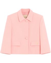 Valentino - Wool Crepe Cropped Blazer - Lyst