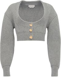 Alexander McQueen - Scoop-neck Cropped Wool And Cashmere-blend Knitted Cardigan - Lyst