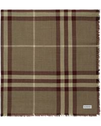 Burberry - Wool-Silk Reversible Check Scarf - Lyst