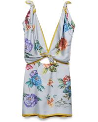 Prada - Silk Gardenia Mini Dress - Lyst