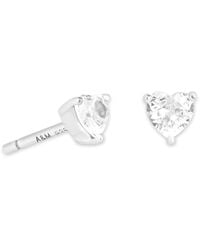 Astrid & Miyu - Rhodium-Plated Sterling And Cubic Zirconia Heart Stud Earrings - Lyst