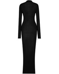 Saint Laurent - Silk Long-Sleeve Midi Dress - Lyst