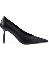 Prada - Leather Logo Pointed Pumps 90 - Lyst
