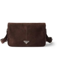 Prada - Suede Shoulder Bag - Lyst