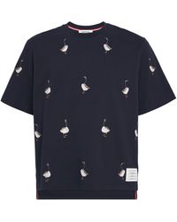 Thom Browne - Cotton Embroidered Geese T-Shirt - Lyst