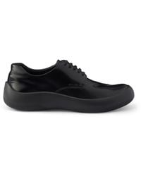 Prada - Leather Logo Derby Shoes - Lyst
