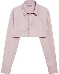 Balenciaga - Cotton-Silk Cropped Shirt - Lyst