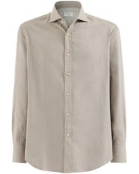 Brunello Cucinelli - Cotton-Blend Chevron Flannel Shirt - Lyst