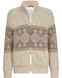 Brunello Cucinelli - Virgin Wool-Silk-Cashmere Cable-Knit Down Jacket - Lyst
