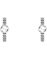 Gucci - Sterling Silver Interlocking G Hoop Earrings - Lyst