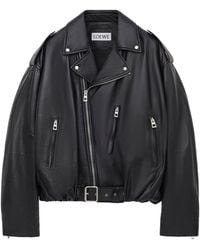 Loewe - Balloon Leather Biker Jacket - Lyst