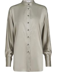 Brunello Cucinelli - Stretch-Silk Mandarin-Collar Shirt - Lyst