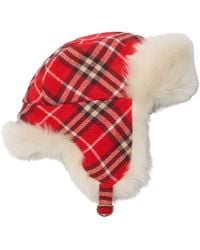 Burberry - Wool Check Trapper Hat - Lyst
