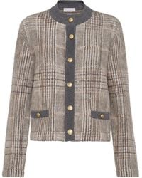 Brunello Cucinelli - Mohair, Virgin Wool And Cashmere Jacquard Cardigan - Lyst