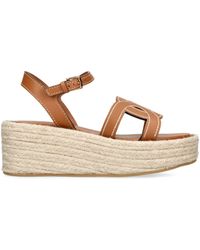 Tod's - Leather Kate Wedge Sandals 60 - Lyst