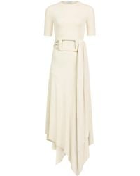 Alaïa - Satin Belted Midi Dress - Lyst
