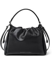 Brunello Cucinelli - Small Leather Mellow Bucket Bag - Lyst