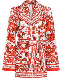 Dolce & Gabbana - Silk Majolica Print Kimono Shirt - Lyst