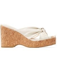 Jimmy Choo - Avenue 95 Leather Wedge Sandals - Lyst