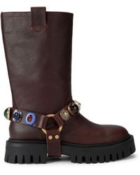 Kurt Geiger - Leather Loulou Harness Biker Boots 40 - Lyst
