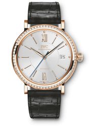 IWC Schaffhausen - Rose Gold And Diamond Portofino Automatic Watch 37mm - Lyst