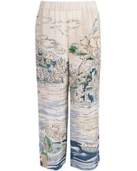 Weekend by Maxmara - Silk Printed Wide-Leg Trousers - Lyst