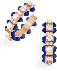 Marli New York - Diamond And Lapis Lazuli Tip-Top Hoop Earrings - Lyst