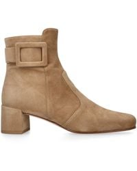 Roger Vivier - Suede Très Vivier Ankle Boots 45 - Lyst