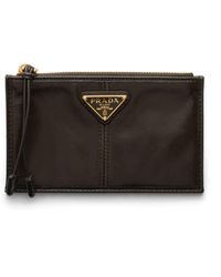 Prada - Saffiano Leather Zip Card Holder - Lyst