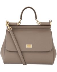 Large Leather Sicily Bag Brown