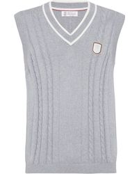 Brunello Cucinelli - Cotton Cable-knit Sweater Vest - Lyst