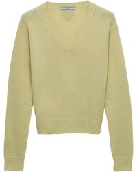 Prada - Wool-Cashmere V-Neck Sweater - Lyst