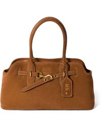 Miu Miu - Suede Aventure Top-Handle Bag - Lyst