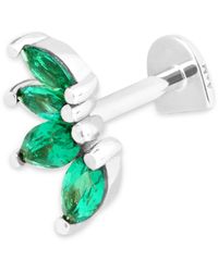 Astrid & Miyu - White Gold And Emerald Stack Single Stud Earring - Lyst