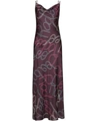 Marella - Printed Bordeaux Maxi Dress - Lyst