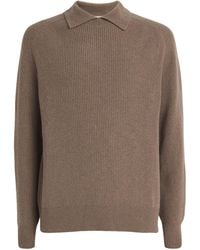 Sunspel - Wool-Cashmere Ribbed Polo Sweater - Lyst