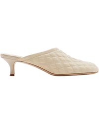 Burberry - Leather Ekd Baby Heeled Mules 45 - Lyst