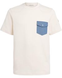 Moncler - Cotton Denim-Pocket T-Shirt - Lyst