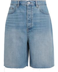 FRAME - Frayed Wide-Leg Denim Shorts - Lyst