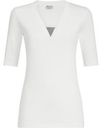 Brunello Cucinelli - Stretch-Cotton Monili-Detail T-Shirt - Lyst