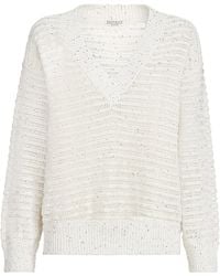 Brunello Cucinelli - Linen-Blend Dazzling Sweater - Lyst