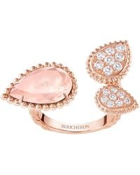Boucheron - Rose, Diamond And Quartz Serpent Bohème Ring - Lyst